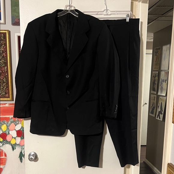 Studio Milano men’s black 100% virgin wool gabardine suit - Picture 1 of 12
